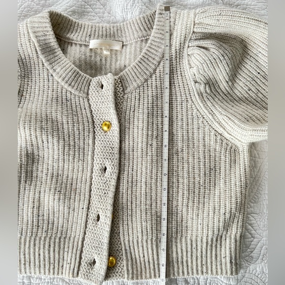 Love Shack Fancy Robinson Cropped Cashmere Cardigan Grey Gold Buttons Size Large - Picture 10 of 10